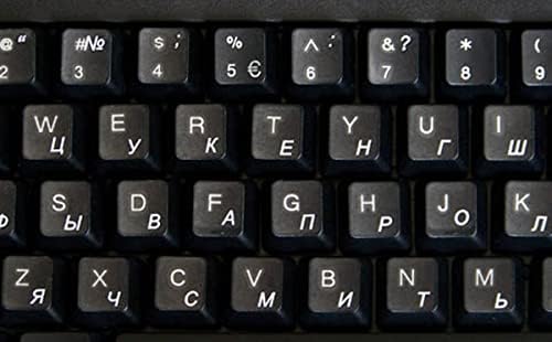 Orosz Fehér Betűkkel Billentyűzet Matrica Átlátszó Háttér Bármely Laptopok, Pc Asztali Számítógép