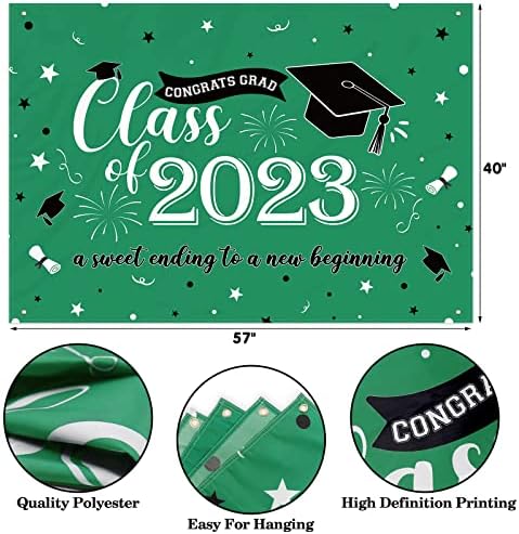 Vansolinne 2023 Érettségi Party Dekoráció Készlet, Zöld, Fekete Osztály Congrats Grad Hátteret Banner Lufi Garland Fotó Háttér