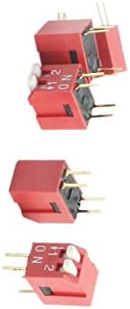 Aexit 2.54 mm-es Dupla Fali Kapcsolók 2. Sor-Pozíció 4 tűs PCB Slide Típusú DIP Kapcsoló Dimmer Kapcsoló Piros 5db