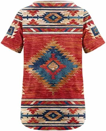 Lány Pamut Sleeve Geometria Argyle Középkori Blúz Tshirt Rövid Ujjú Blúz, Női FO