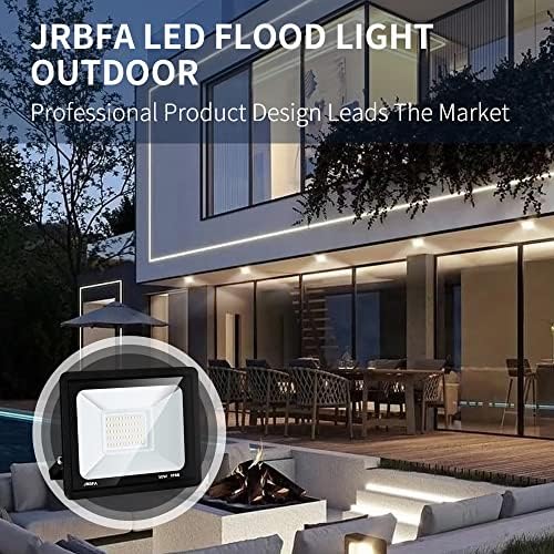 JRBFA 50W LED Flood Lámpák Kültéri, 5000lm LED munkalámpa csatlakozóval, 6500 K Nappal Fehér, IP66 Vízálló Külső Biztonsági